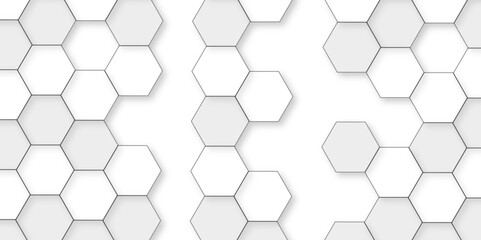 Abstract white background with hexagon and hexagonal background. Luxury white pattern with hexagons. abstract 3d hexagonal background with shadow. 3D futuristic abstract honeycomb mosaic background.