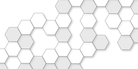 Abstract white background with hexagon and hexagonal background. Luxury white pattern with hexagons. abstract 3d hexagonal background with shadow. 3D futuristic abstract honeycomb mosaic background.