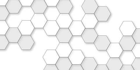 Abstract white background with hexagon and hexagonal background. Luxury white pattern with hexagons. abstract 3d hexagonal background with shadow. 3D futuristic abstract honeycomb mosaic background.