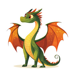 Obraz premium Cute Green Dragon Illustration