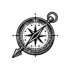 Compass Tribal art style engraved vintage design vector