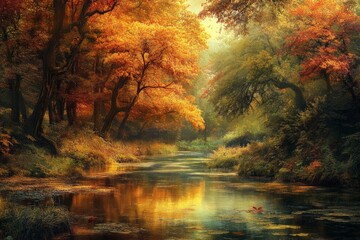 Fototapeta premium Impressionist oil painting of scenic tropical landscape