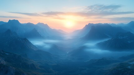 Fototapeta premium Explore the breathtaking beauty of mountain landscapes at sunrise for nature lovers