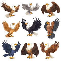 Fototapeta premium Nine Colorful Bald Eagles