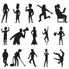 set of silhouettes of people. a collection of  silhouettes set