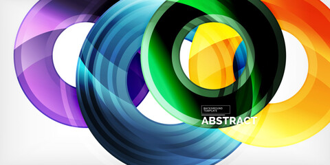 Obraz premium Bright colorful circles with light effects. Abstract background