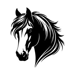 Silhouette of  a Horse head Vector Art illustration with a white background
