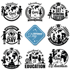 Fototapeta premium International education day silhouette vector logo