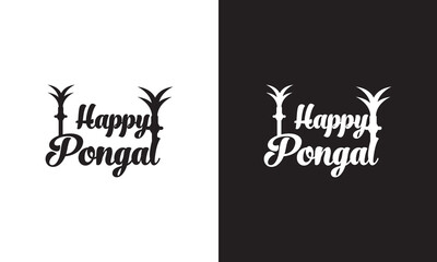 Happy Pongal handwritten  lettering inscription to occasion of south Indian festival holiday design, greeting card, poster, celebration, calligraphy . isolated on white and black background. EPS 10