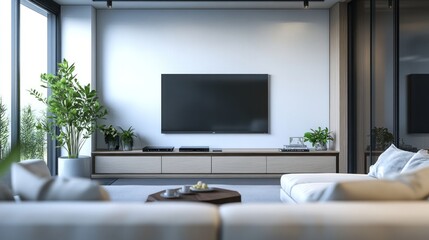 Modern Living Room with TV and Sofa