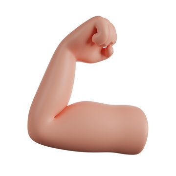A muscular male arm flexing its biceps 3D render icon