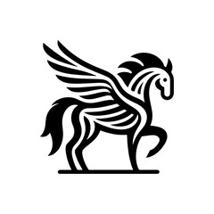 Fototapeta premium flying horse pegasus Tribal art style engraved design vector