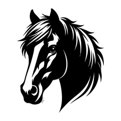 Silhouette of  a Horse head Vector Art illustration with a white background