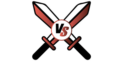 Obraz premium VS Letter With Swords Icon, Versus, Fight, Competition Logo Vector Illustration. 