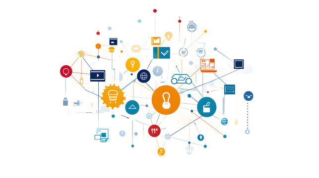 Illustration of interconnected inventory management systems and technology
