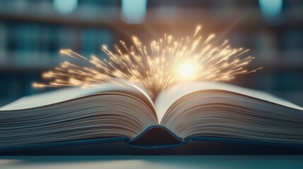 Radiant Book with Pages Creating a Sunburst Effect