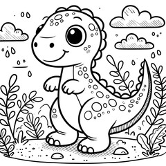 Happy baby dinosaur coloring page fun printable dino illustration for kids