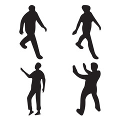 silhouettes of people running. silhouettes of people playing soccer