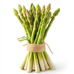 A bunch of fresh asparagus spears, isolated on a white background, emphasizing a nutritious vegetable option