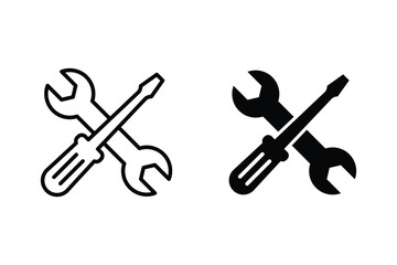 Wrench and screwdriver icon. Setting icon set. Repair icon vector. Tools icon vector.
