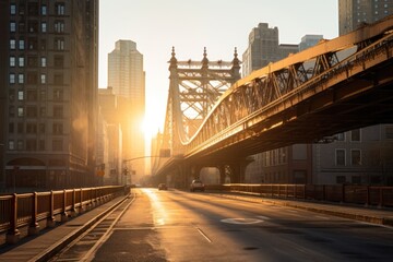 Obraz premium Downtown morning light queen bridge NYC.