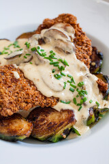 Veal Schnitzel over polenta