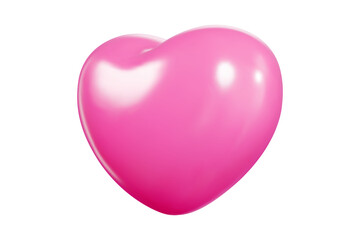 Pink 3d heart balloon with glossy surface and light reflection. Perfect romantic symbol for Valentine celebration or festive decoration. Suitable as love themed graphic icon. Realistic vector.