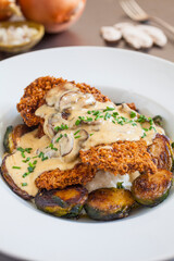 Veal Schnitzel with roasted Brussel sprouts