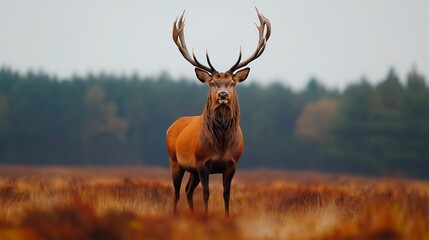 red deer in autumn forest