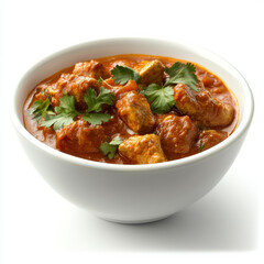 Fototapeta premium A bowl of spicy Indian curry, isolated on a white background, emphasizing its bold flavors and traditional ingredients