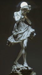 Classical Marble Statue of a Woman in a Flowing Dress