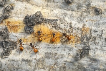 Ants on Tree Bark