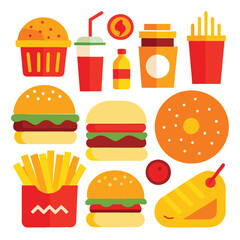 food icon cake vector hamburger set bread