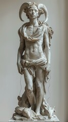 Marble Sculpture of a Mythological Figure with Horns, a Masterpiece of Ancient Art