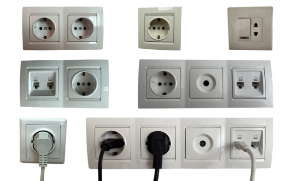 Set of sockets isolated on transparent background.