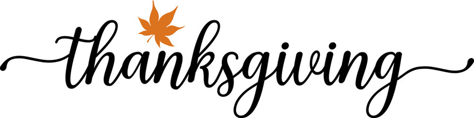 Thanksgiving typography clip art design on plain white transparent isolated background for card, shirt, hoodie, sweatshirt, apparel, card, tag, mug, icon, poster or badge