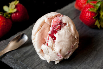 Strawberry Ice cream on table