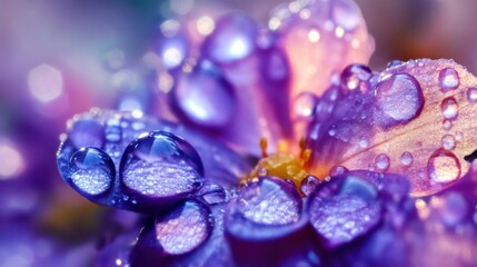 Dew Drops on a Purple Flower