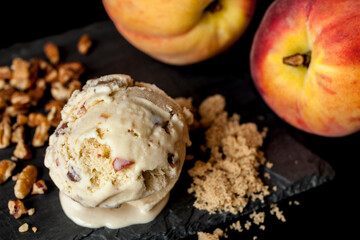 Praline ice cream on stone