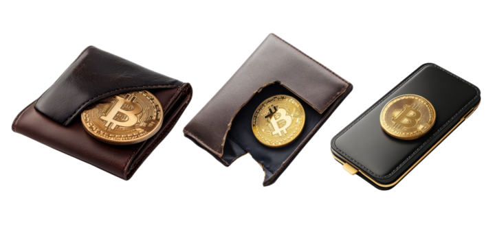 Stylish wallets with Bitcoin for modern finance