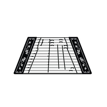 Traditional Chinese musical instrument logo illustration, yangqin silhouette suitable for music stores and communities