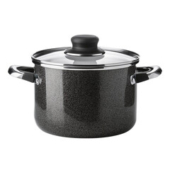 Cooking pot with lid, white isolated background transparent