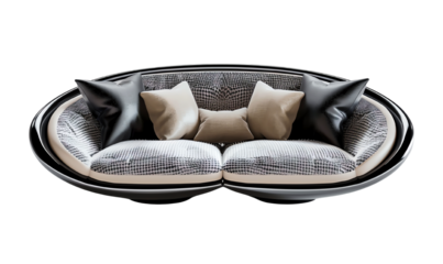 Futuristic modern sofa set  isolated on a transparent background.