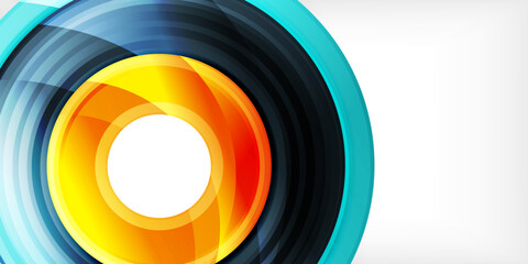 Bright colorful circles with light effects. Abstract background