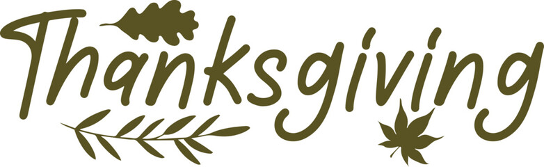 Thanksgiving typography clip art design on plain white transparent isolated background for card, shirt, hoodie, sweatshirt, apparel, card, tag, mug, icon, poster or badge