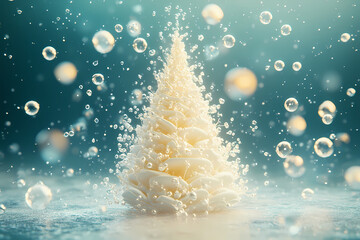 A small tree shaped from soap bubbles.