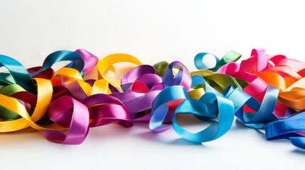 Colorful Ribbons on White Background.