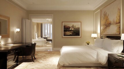 Luxury Hotel Room: Elegant Interior Design and Modern Classic Style