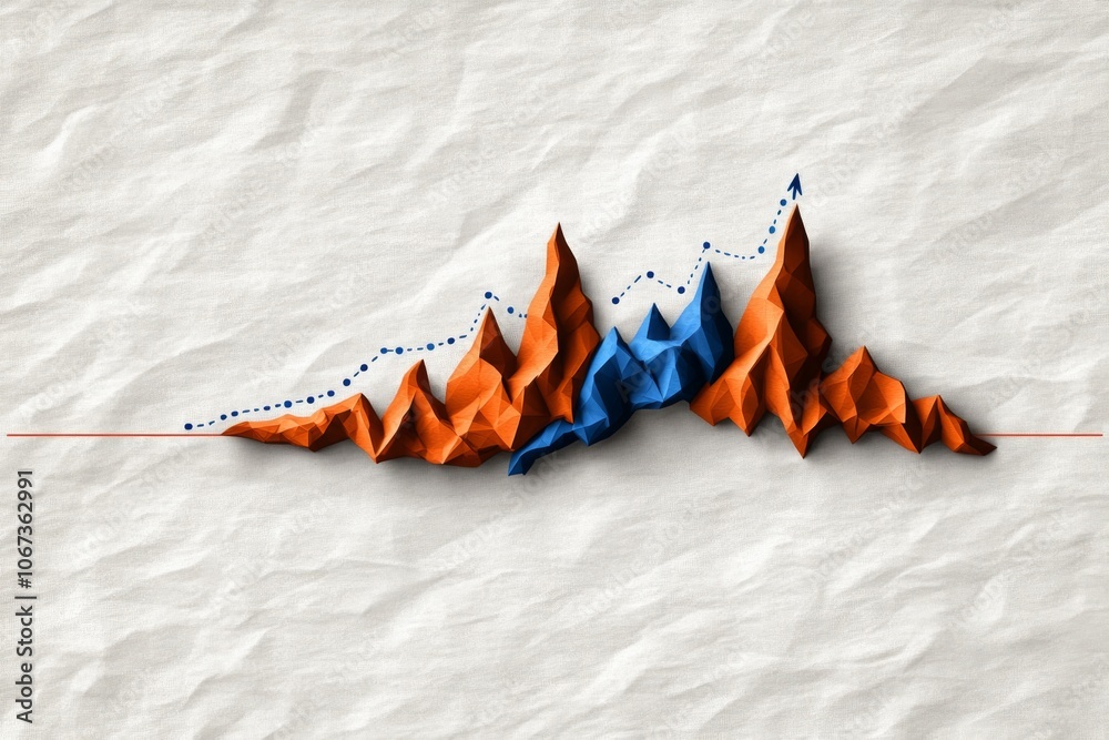 Poster a simple line drawing of a business chart with a rising arrow and digital lines, symbolizing growth 
