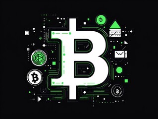 Obraz premium Bitcoin and Cryptocurrency Symbols